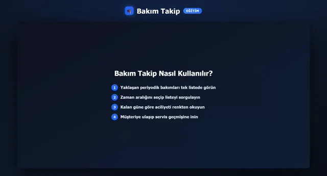 Bakım Takip — Yaklaşan Bakımlar önizleme