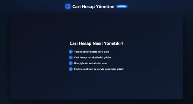 Cari Hesap — Borçtan Tahsilata önizleme