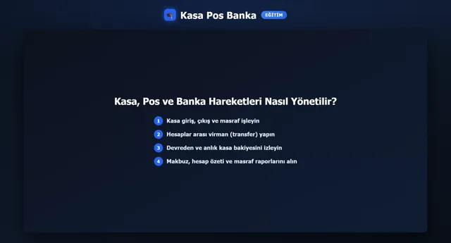 Kasa, POS, Banka — Para Hareketleri önizleme