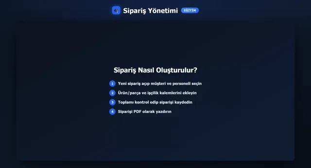 Sipariş — Baştan Sona önizleme
