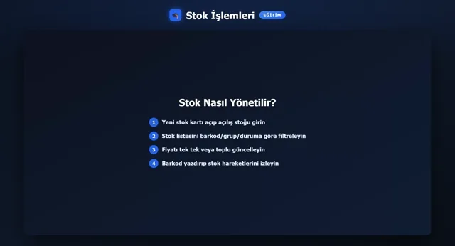 Stok İşlemleri — Karttan Sayıma önizleme